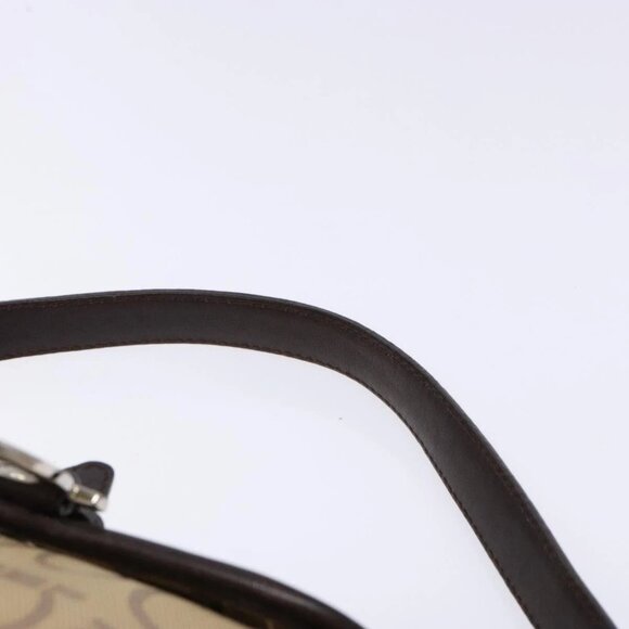 Salvatore Ferragamo Gancini Hand Bag Canvas Beige Silver Auth bs28514 - Picture 9 of 16